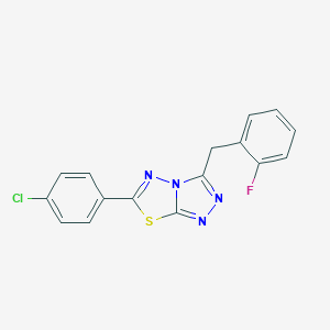 molecular formula C16H10ClFN4S B501737 6-(4-Chlorophenyl)-3-(2-fluorobenzyl)[1,2,4]triazolo[3,4-b][1,3,4]thiadiazole 
