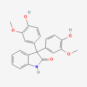 molecular formula C22H19NO5 B5017372 3,3-双(4-羟基-3-甲氧基苯基)-1,3-二氢-2H-吲哚-2-酮 