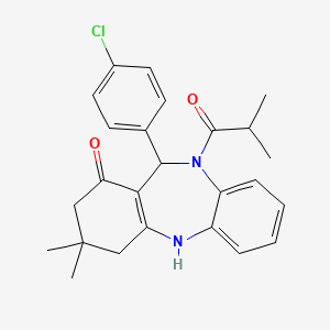 molecular formula C25H27ClN2O2 B5017374 11-(4-chlorophenyl)-10-isobutyryl-3,3-dimethyl-2,3,4,5,10,11-hexahydro-1H-dibenzo[b,e][1,4]diazepin-1-one 