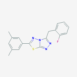 molecular formula C18H15FN4S B501738 6-(3,5-Dimethylphenyl)-3-(2-fluorobenzyl)[1,2,4]triazolo[3,4-b][1,3,4]thiadiazole 