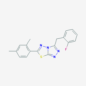 molecular formula C18H15FN4S B501741 6-(2,4-Dimethylphenyl)-3-(2-fluorobenzyl)[1,2,4]triazolo[3,4-b][1,3,4]thiadiazole 