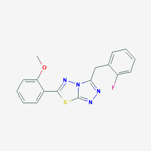 molecular formula C17H13FN4OS B501742 2-[3-(2-Fluorobenzyl)[1,2,4]triazolo[3,4-b][1,3,4]thiadiazol-6-yl]phenyl methyl ether 