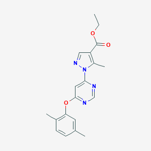 molecular formula C19H20N4O3 B501743 ethyl 1-[6-(2,5-dimethylphenoxy)-4-pyrimidinyl]-5-methyl-1H-pyrazole-4-carboxylate 