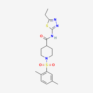 molecular formula C18H24N4O3S2 B5017444 1-[(2,5-dimethylphenyl)sulfonyl]-N-(5-ethyl-1,3,4-thiadiazol-2-yl)-4-piperidinecarboxamide 