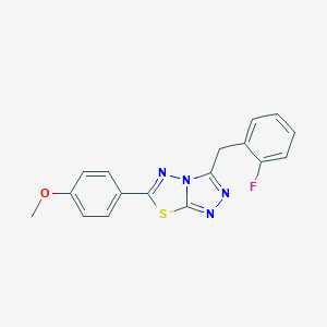 molecular formula C17H13FN4OS B501752 4-[3-(2-Fluorobenzyl)[1,2,4]triazolo[3,4-b][1,3,4]thiadiazol-6-yl]phenyl methyl ether 