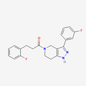 molecular formula C21H19F2N3O B5017565 3-(3-fluorophenyl)-5-[3-(2-fluorophenyl)propanoyl]-4,5,6,7-tetrahydro-1H-pyrazolo[4,3-c]pyridine 