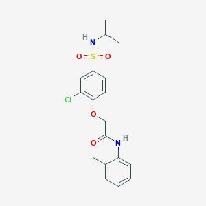 molecular formula C18H21ClN2O4S B5017576 2-{2-chloro-4-[(isopropylamino)sulfonyl]phenoxy}-N-(2-methylphenyl)acetamide 