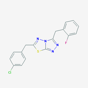 molecular formula C17H12ClFN4S B501758 6-(4-Chlorobenzyl)-3-(2-fluorobenzyl)[1,2,4]triazolo[3,4-b][1,3,4]thiadiazole 
