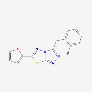 molecular formula C14H9FN4OS B501763 3-(2-Fluorobenzyl)-6-(2-furyl)[1,2,4]triazolo[3,4-b][1,3,4]thiadiazole 