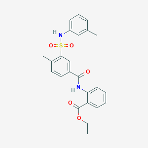 molecular formula C24H24N2O5S B5017635 ethyl 2-[(4-methyl-3-{[(3-methylphenyl)amino]sulfonyl}benzoyl)amino]benzoate 