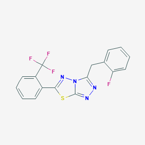 molecular formula C17H10F4N4S B501768 3-(2-Fluorobenzyl)-6-[2-(trifluoromethyl)phenyl][1,2,4]triazolo[3,4-b][1,3,4]thiadiazole 