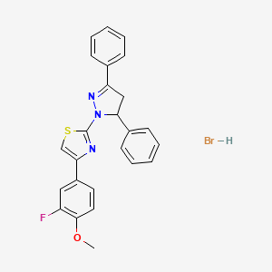 2-(3,5-diphenyl-4,5-dihydro-1H-pyrazol-1-yl)-4-(3-fluoro-4-methoxyphenyl)-1,3-thiazole hydrobromide