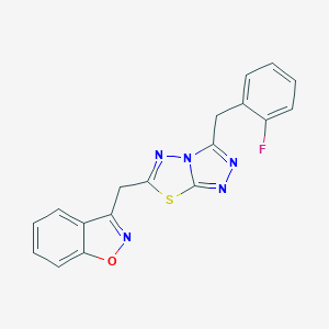 molecular formula C18H12FN5OS B501771 3-{[3-(2-Fluorobenzyl)[1,2,4]triazolo[3,4-b][1,3,4]thiadiazol-6-yl]methyl}-1,2-benzisoxazole 