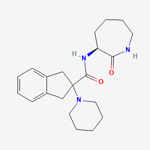 N-[(3S)-2-oxo-3-azepanyl]-2-(1-piperidinyl)-2-indanecarboxamide