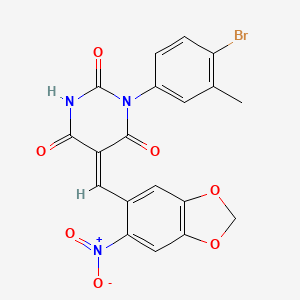 molecular formula C19H12BrN3O7 B5017741 1-(4-bromo-3-methylphenyl)-5-[(6-nitro-1,3-benzodioxol-5-yl)methylene]-2,4,6(1H,3H,5H)-pyrimidinetrione 