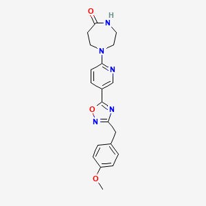 molecular formula C20H21N5O3 B5017748 1-{5-[3-(4-methoxybenzyl)-1,2,4-oxadiazol-5-yl]-2-pyridinyl}-1,4-diazepan-5-one 