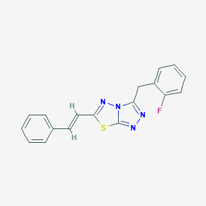 molecular formula C18H13FN4S B501775 3-(2-Fluorobenzyl)-6-(2-phenylvinyl)[1,2,4]triazolo[3,4-b][1,3,4]thiadiazole 