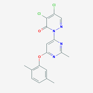 molecular formula C17H14Cl2N4O2 B501778 4,5-dichloro-2-[6-(2,5-dimethylphenoxy)-2-methyl-4-pyrimidinyl]-3(2H)-pyridazinone 