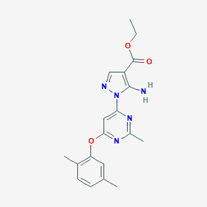 ethyl 5-amino-1-[6-(2,5-dimethylphenoxy)-2-methyl-4-pyrimidinyl]-1H-pyrazole-4-carboxylate