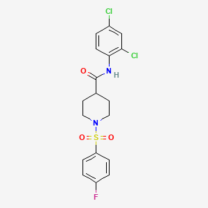 molecular formula C18H17Cl2FN2O3S B5017838 N-(2,4-dichlorophenyl)-1-[(4-fluorophenyl)sulfonyl]-4-piperidinecarboxamide 