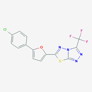 molecular formula C14H6ClF3N4OS B501786 6-[5-(4-Chlorophenyl)-2-furyl]-3-(trifluoromethyl)[1,2,4]triazolo[3,4-b][1,3,4]thiadiazole 