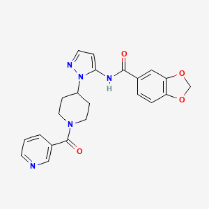 N-{1-[1-(3-pyridinylcarbonyl)-4-piperidinyl]-1H-pyrazol-5-yl}-1,3-benzodioxole-5-carboxamide