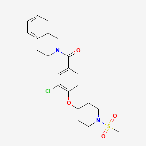 molecular formula C22H27ClN2O4S B5017905 N-benzyl-3-chloro-N-ethyl-4-{[1-(methylsulfonyl)-4-piperidinyl]oxy}benzamide 