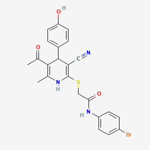 molecular formula C23H20BrN3O3S B5017949 2-{[5-acetyl-3-cyano-4-(4-hydroxyphenyl)-6-methyl-1,4-dihydro-2-pyridinyl]thio}-N-(4-bromophenyl)acetamide 