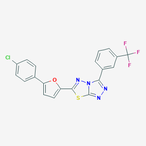 molecular formula C20H10ClF3N4OS B501799 6-[5-(4-Chlorophenyl)-2-furyl]-3-[3-(trifluoromethyl)phenyl][1,2,4]triazolo[3,4-b][1,3,4]thiadiazole 