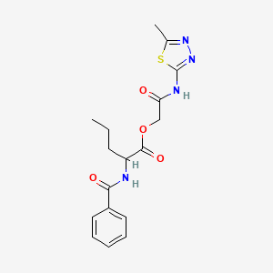 molecular formula C17H20N4O4S B5017994 2-[(5-methyl-1,3,4-thiadiazol-2-yl)amino]-2-oxoethyl N-benzoylnorvalinate 