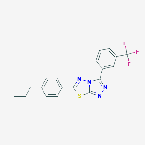 molecular formula C19H15F3N4S B501800 6-(4-Propylphenyl)-3-[3-(trifluoromethyl)phenyl][1,2,4]triazolo[3,4-b][1,3,4]thiadiazole 