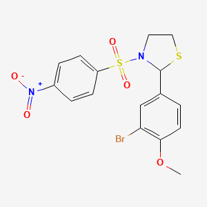 2-(3-bromo-4-methoxyphenyl)-3-[(4-nitrophenyl)sulfonyl]-1,3-thiazolidine