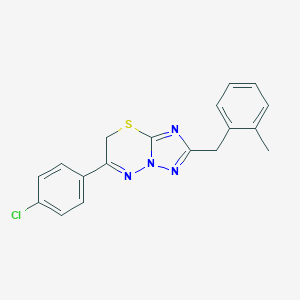 molecular formula C18H15ClN4S B501802 6-(4-chlorophenyl)-2-(2-methylbenzyl)-7H-[1,2,4]triazolo[5,1-b][1,3,4]thiadiazine 