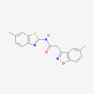 molecular formula C18H15N3O2S B501804 2-(5-methyl-1,2-benzisoxazol-3-yl)-N-(6-methyl-1,3-benzothiazol-2-yl)acetamide 