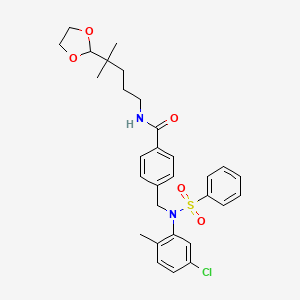 molecular formula C30H35ClN2O5S B5018044 4-{[(5-chloro-2-methylphenyl)(phenylsulfonyl)amino]methyl}-N-[4-(1,3-dioxolan-2-yl)-4-methylpentyl]benzamide 