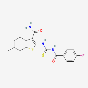 molecular formula C18H18FN3O2S2 B5018059 2-({[(4-fluorobenzoyl)amino]carbonothioyl}amino)-6-methyl-4,5,6,7-tetrahydro-1-benzothiophene-3-carboxamide 