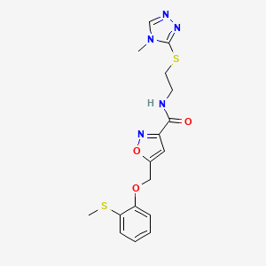 molecular formula C17H19N5O3S2 B5018188 5-{[2-(methylthio)phenoxy]methyl}-N-{2-[(4-methyl-4H-1,2,4-triazol-3-yl)thio]ethyl}-3-isoxazolecarboxamide 