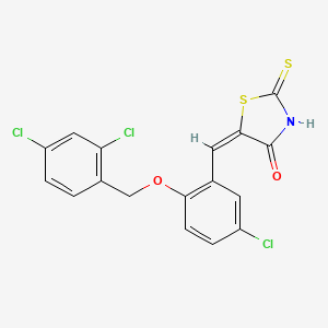 molecular formula C17H10Cl3NO2S2 B5018248 5-{5-chloro-2-[(2,4-dichlorobenzyl)oxy]benzylidene}-2-thioxo-1,3-thiazolidin-4-one 