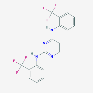 molecular formula C18H12F6N4 B501825 N-{2-[2-(trifluoromethyl)anilino]-4-pyrimidinyl}-N-[2-(trifluoromethyl)phenyl]amine 