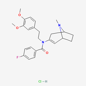 molecular formula C25H30ClFN2O3 B5018263 N-[2-(3,4-dimethoxyphenyl)ethyl]-4-fluoro-N-(8-methyl-8-azabicyclo[3.2.1]oct-2-en-3-yl)benzamide hydrochloride 