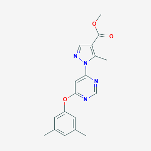 molecular formula C18H18N4O3 B501828 methyl 1-[6-(3,5-dimethylphenoxy)-4-pyrimidinyl]-5-methyl-1H-pyrazole-4-carboxylate 