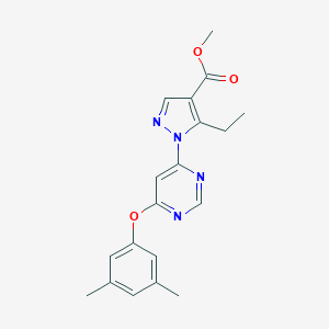 molecular formula C19H20N4O3 B501830 methyl 1-[6-(3,5-dimethylphenoxy)-4-pyrimidinyl]-5-ethyl-1H-pyrazole-4-carboxylate 