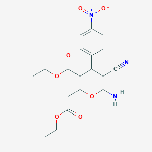 molecular formula C19H19N3O7 B5018303 ethyl 6-amino-5-cyano-2-(2-ethoxy-2-oxoethyl)-4-(4-nitrophenyl)-4H-pyran-3-carboxylate 