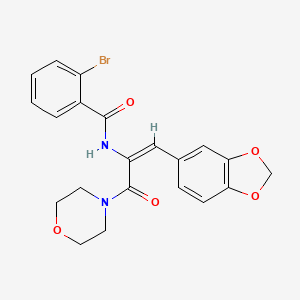 molecular formula C21H19BrN2O5 B5018316 N-[2-(1,3-benzodioxol-5-yl)-1-(4-morpholinylcarbonyl)vinyl]-2-bromobenzamide 