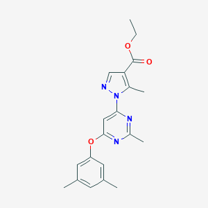 molecular formula C20H22N4O3 B501832 ethyl 1-[6-(3,5-dimethylphenoxy)-2-methyl-4-pyrimidinyl]-5-methyl-1H-pyrazole-4-carboxylate 