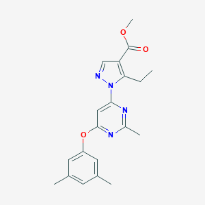 molecular formula C20H22N4O3 B501833 methyl 1-[6-(3,5-dimethylphenoxy)-2-methyl-4-pyrimidinyl]-5-ethyl-1H-pyrazole-4-carboxylate 