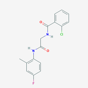 molecular formula C16H14ClFN2O2 B5018394 2-chloro-N-{2-[(4-fluoro-2-methylphenyl)amino]-2-oxoethyl}benzamide 