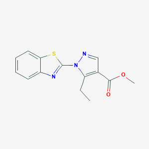 molecular formula C14H13N3O2S B501842 methyl 1-(1,3-benzothiazol-2-yl)-5-ethyl-1H-pyrazole-4-carboxylate 