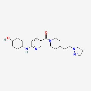 trans-4-{[5-({4-[2-(1H-pyrazol-1-yl)ethyl]-1-piperidinyl}carbonyl)-2-pyridinyl]amino}cyclohexanol