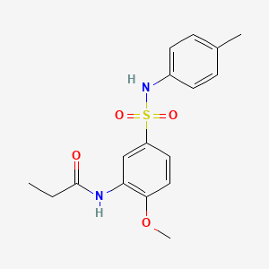 molecular formula C17H20N2O4S B5018444 N-(2-methoxy-5-{[(4-methylphenyl)amino]sulfonyl}phenyl)propanamide 